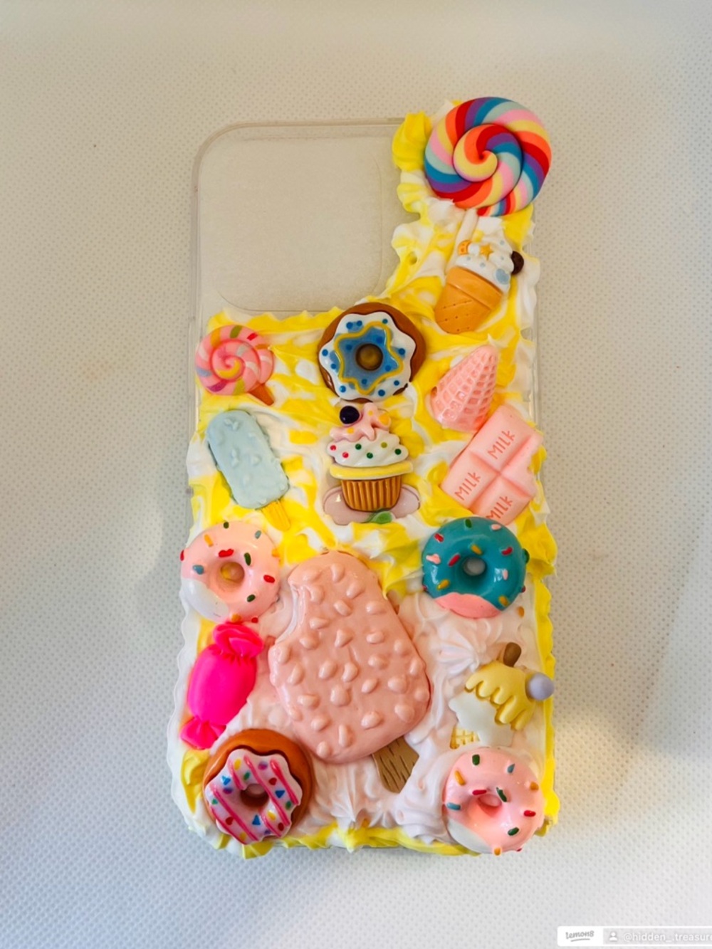Handmade Kawaii Phone Case  Candy & Dessert Case - Yellow Base Kawaii - Picture 2 of 4